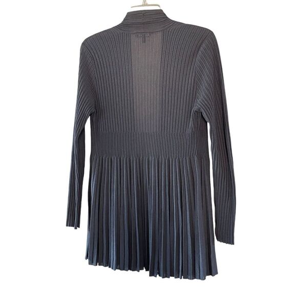 EILEEN FISHER Size Small Dark Gray Long Sleeve Open Pleated Accordion Cardigan - Picture 8 of 8